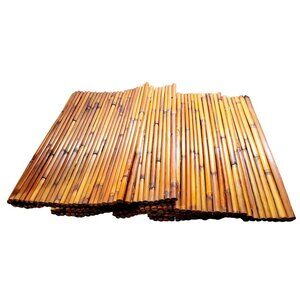 Natural Bamboo Placemats Set Of 4 Hand Tied Tiki Tropical Dining Decor 14"x21"